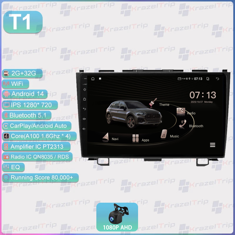 8 Core Audio Receivers Car Stereo for Honda CRV CR-V 2007 2008 2009 -2011 Radio