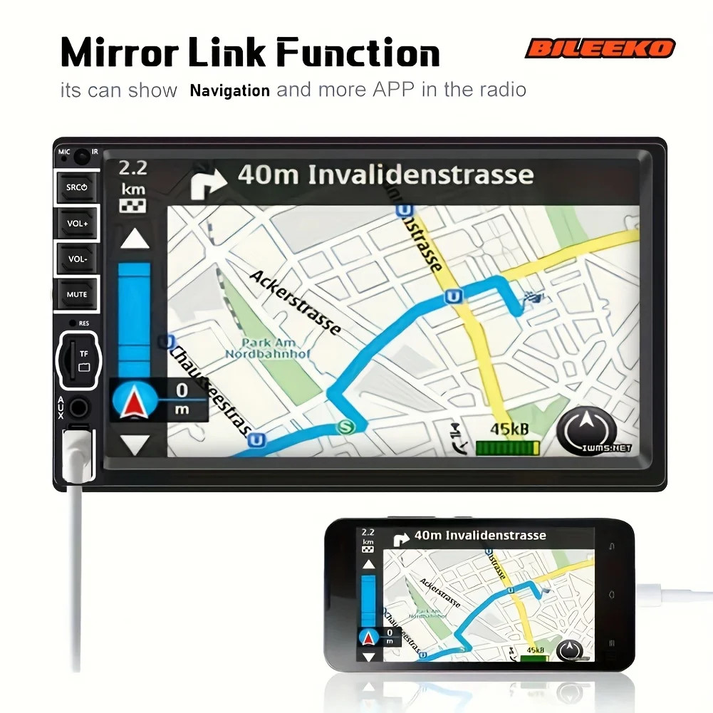 Car Radio Headunit MP5 Player Stereo Navigation Phone Touch Screen for 2 DIN