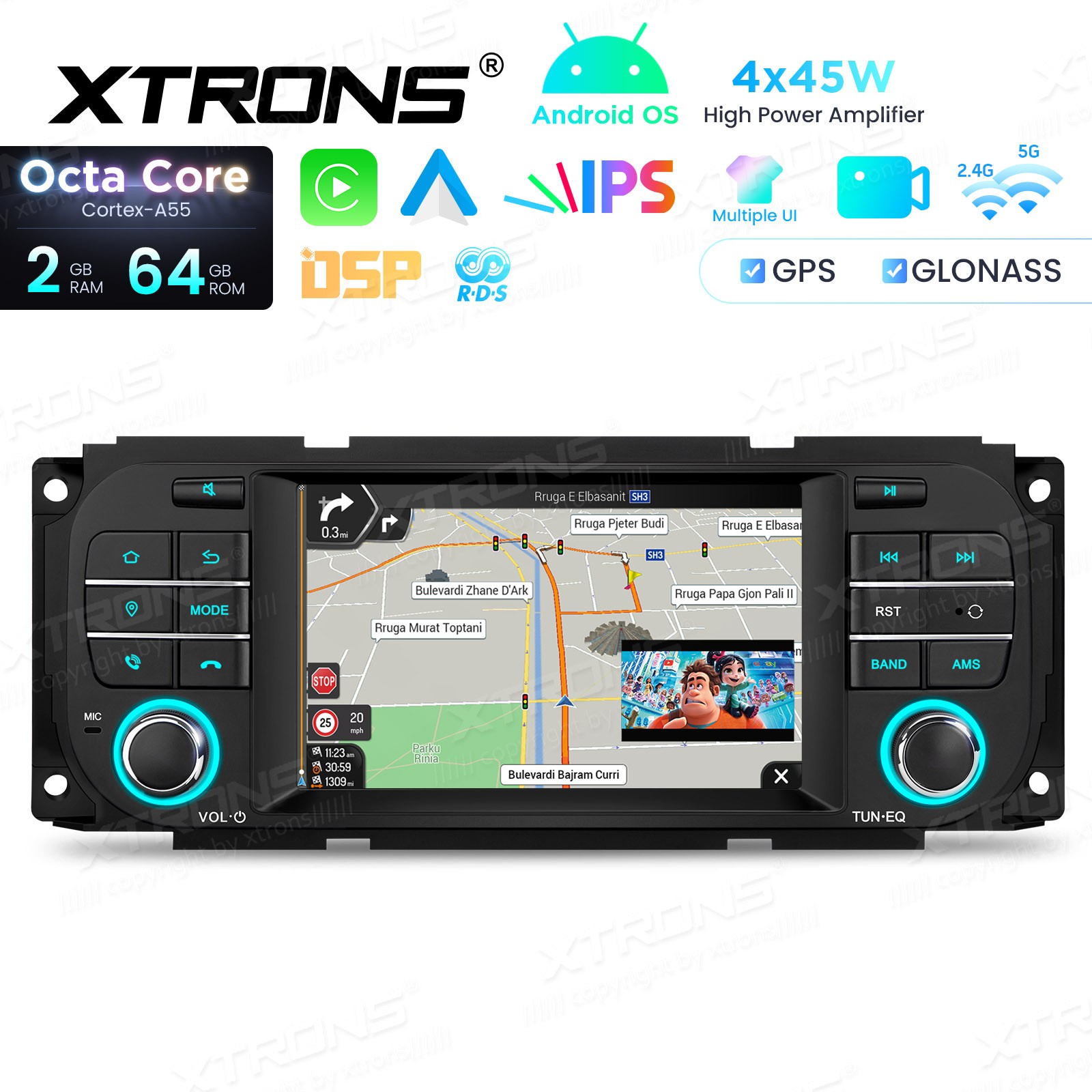 32GB Android 13 For Jeep Wrangler Dodge Chrysler BT Carplay Car Radio GPS Stereo