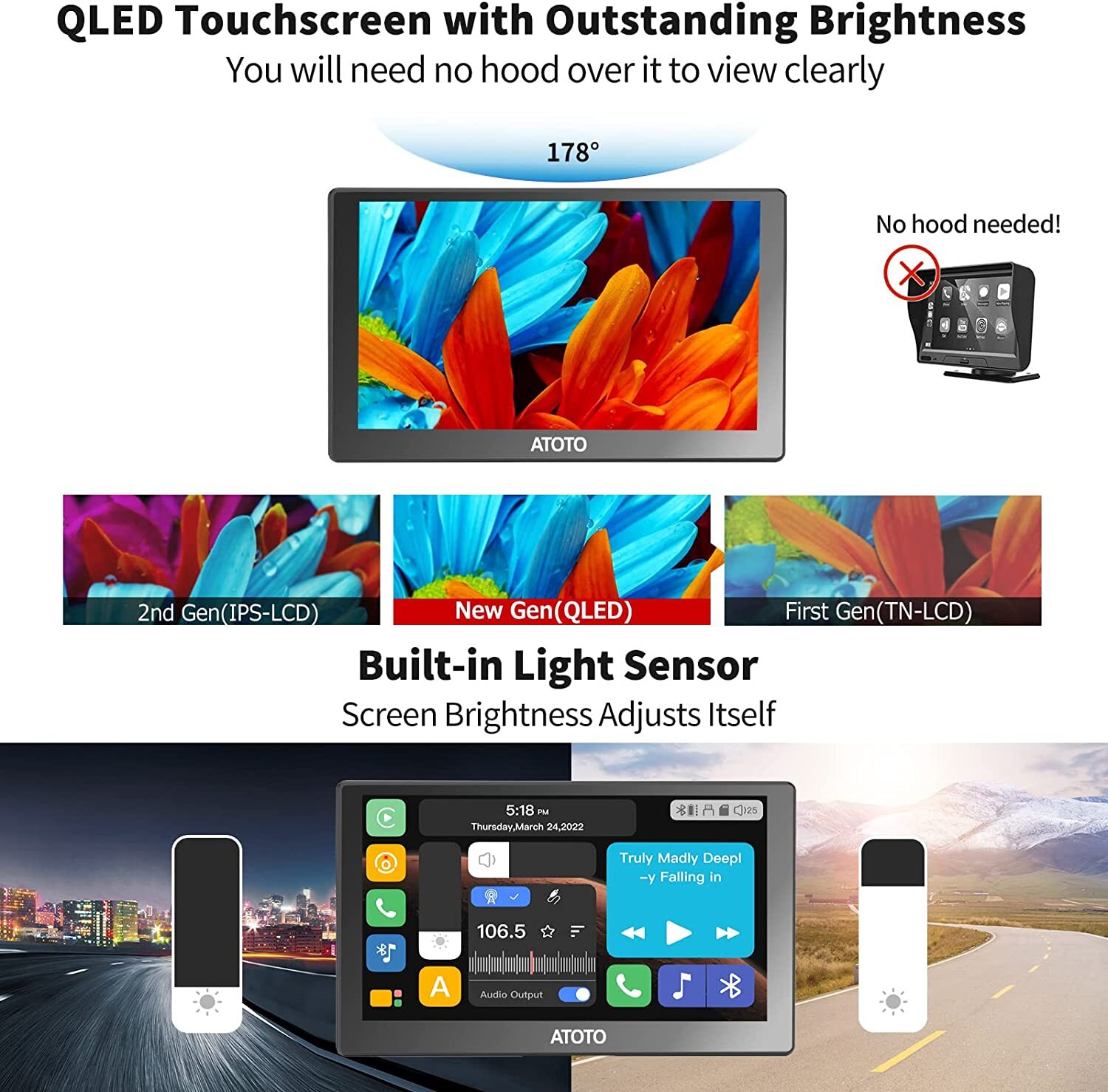 ATOTO P8 7″ Portable Car Stereo+Dash&Rear Camera+Remote Control Wireless Carplay