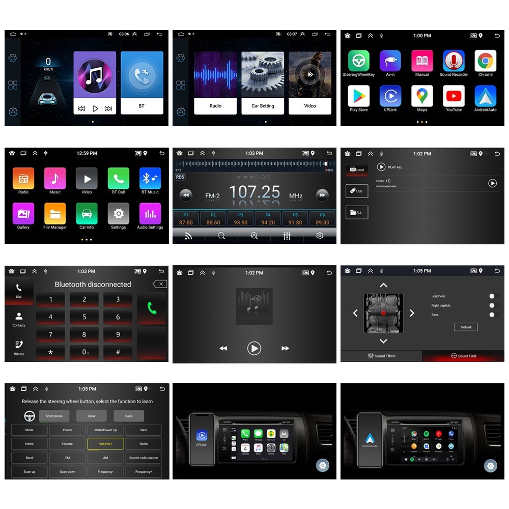 7″ HD Android Car Navigation Head Unit Bluetooth CarPlay WiFi Manual Fold Screen