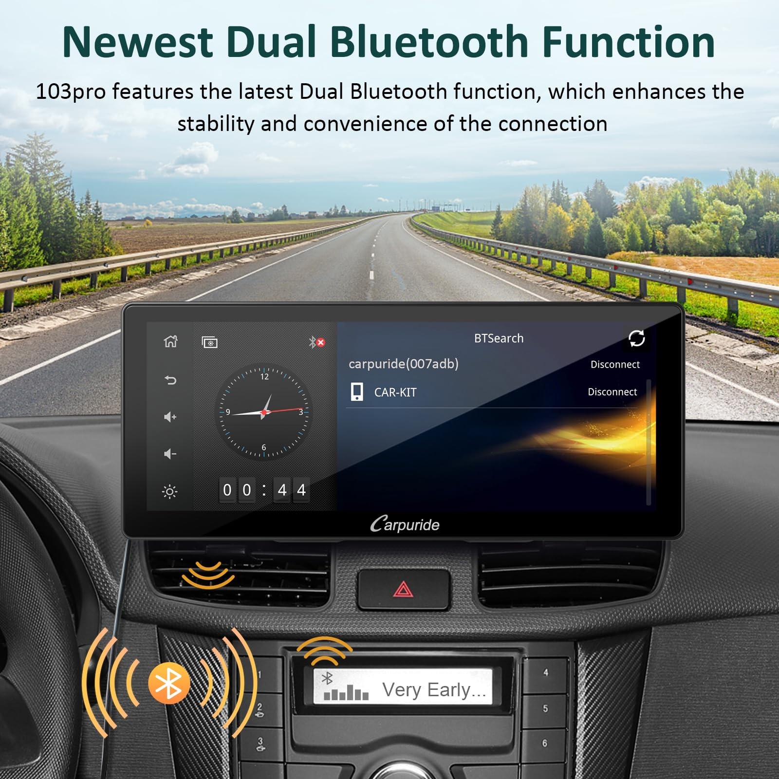 Carpuride W103 Pro 10.3″ CarPlay Android Auto Touch Screen Stereo w/Camera