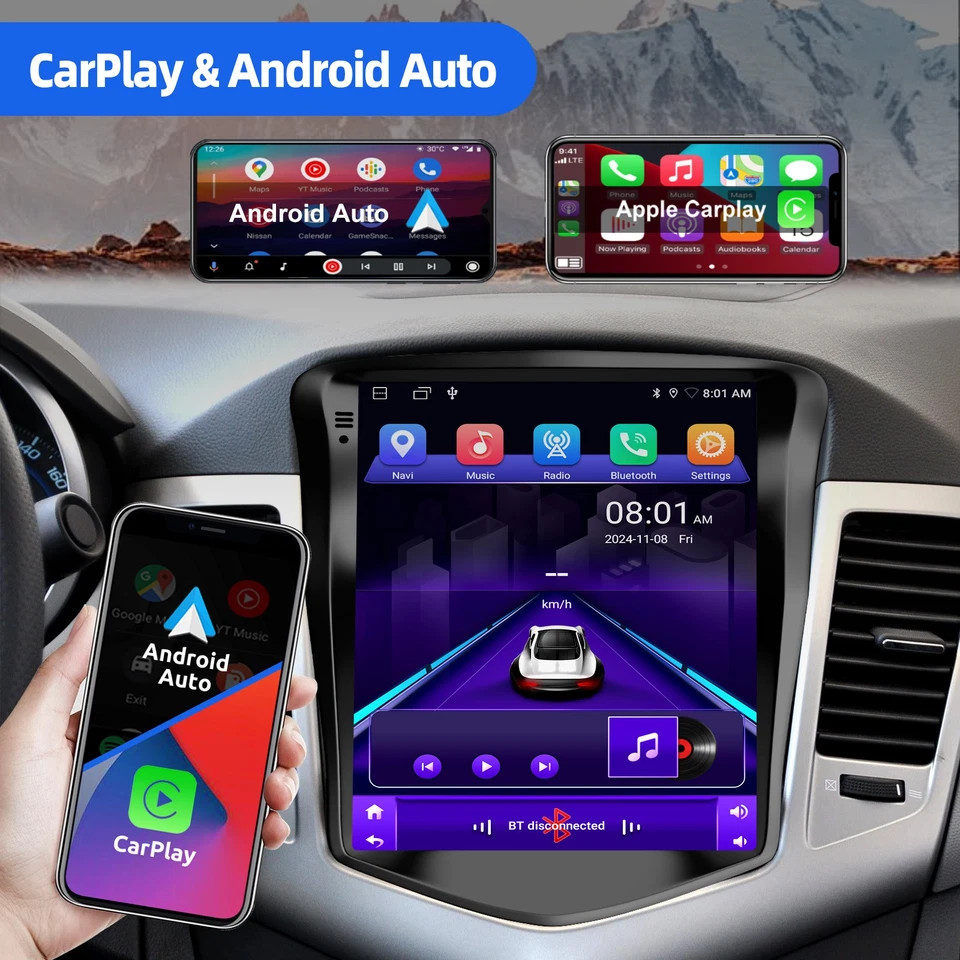 Car Radio Stereo For Chevy Cruze 2011-2015 Android 15 Apple Carplay GPS Navi