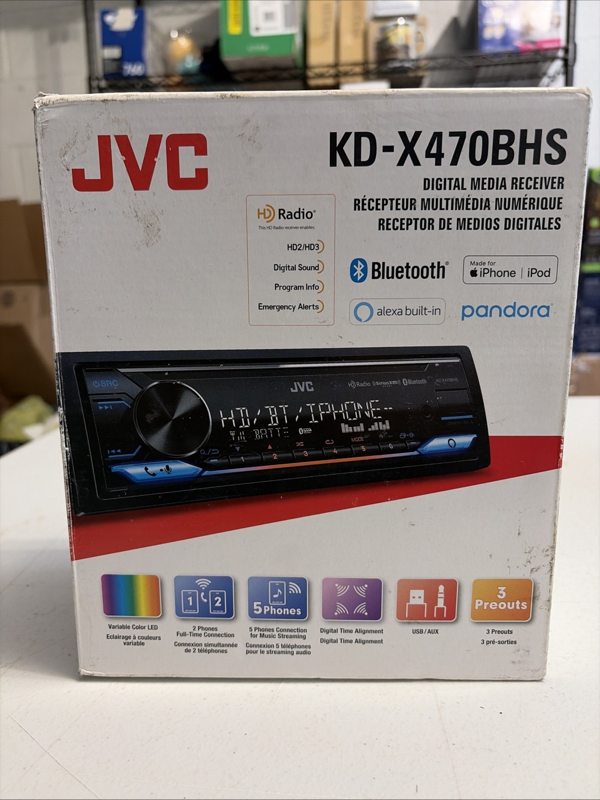 JVC KD-X470BHS Bluetooth Car Stereo Receiver with USB Port – HD AM/FM Radio, MP3
