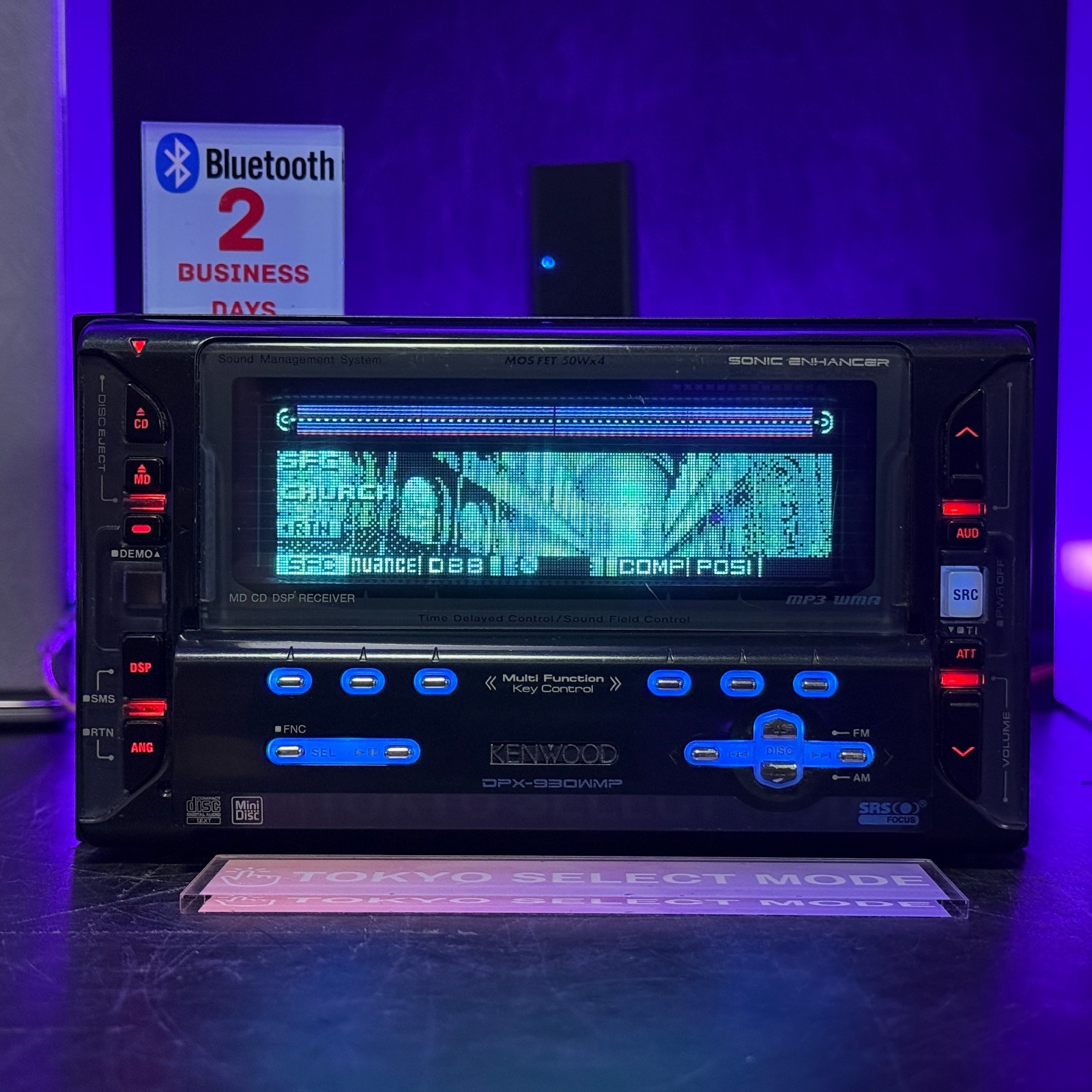 Kenwood DPX-930WMP 2DIN Car Audio CD MD Player Added Bluetooth DSP Tested Stock