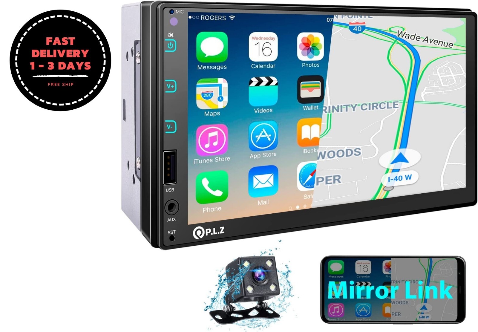 Estéreo de coche de doble DIN con Mirror Link- Capacitiva HD de 7 pulgadas.Nuevo