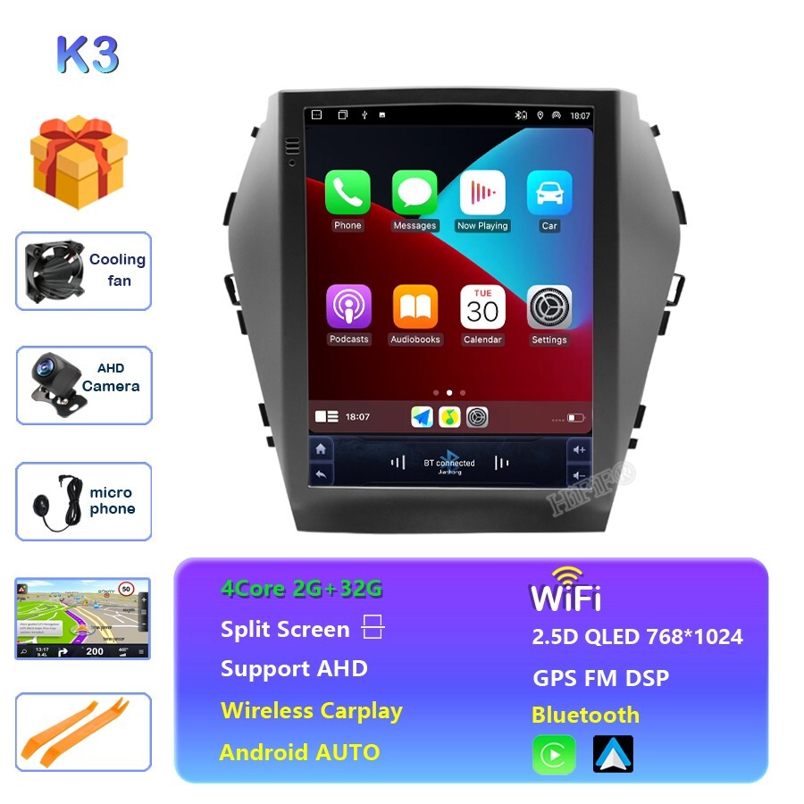 9.7″ Android 15 Car Radio Stereo CarPlay GPS For Hyundai Santa Fe IX45 2013-2018