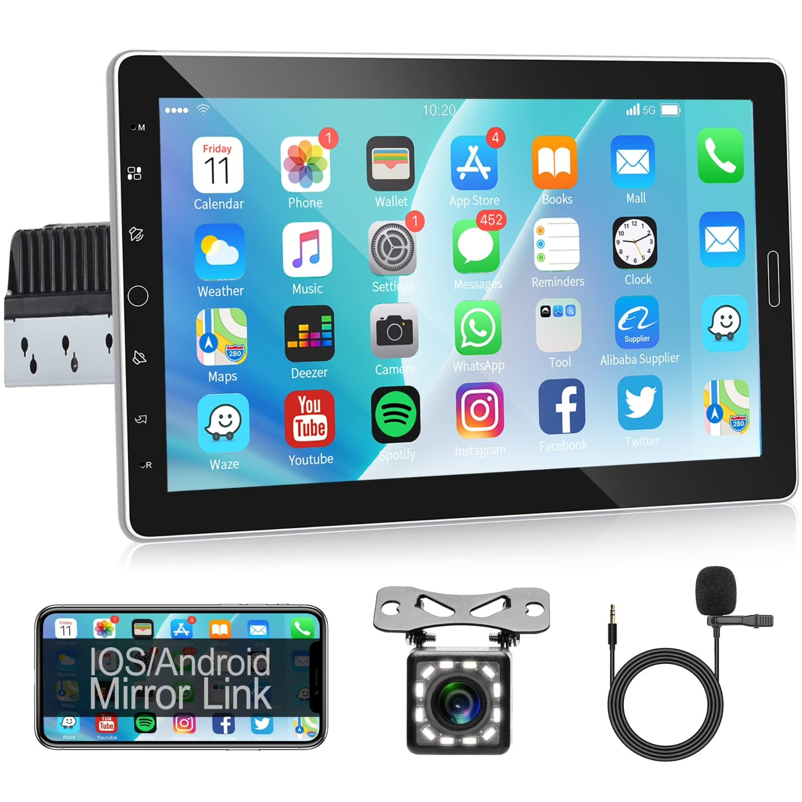 10.1″ Single Din Car Stereo Android Radio Touchscreen CarPlay Android Auto GPS