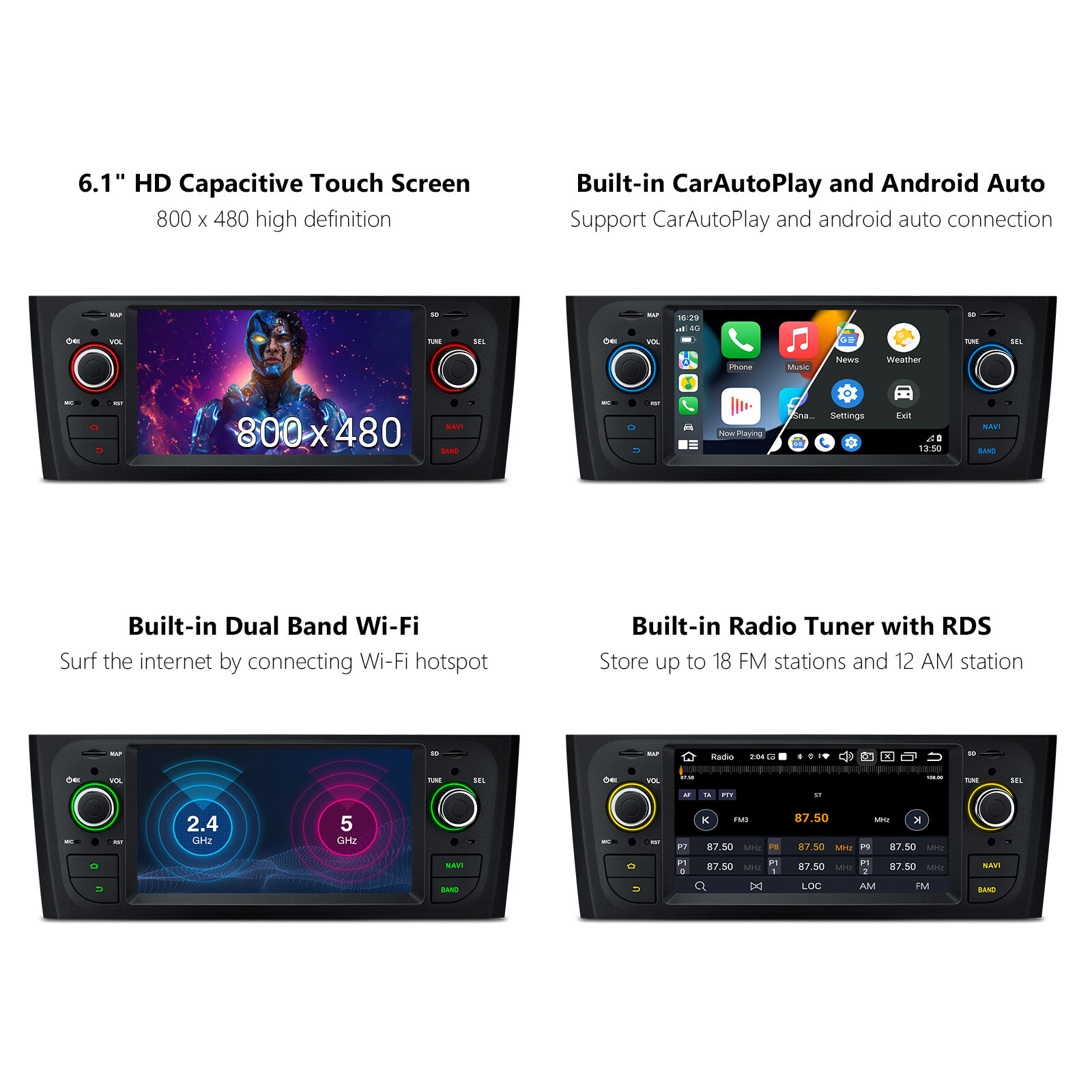 6.1″ Android 13 8-Core Car Stereo GPS CarPlay 4+64GB For Fiat Grande Punto Linea