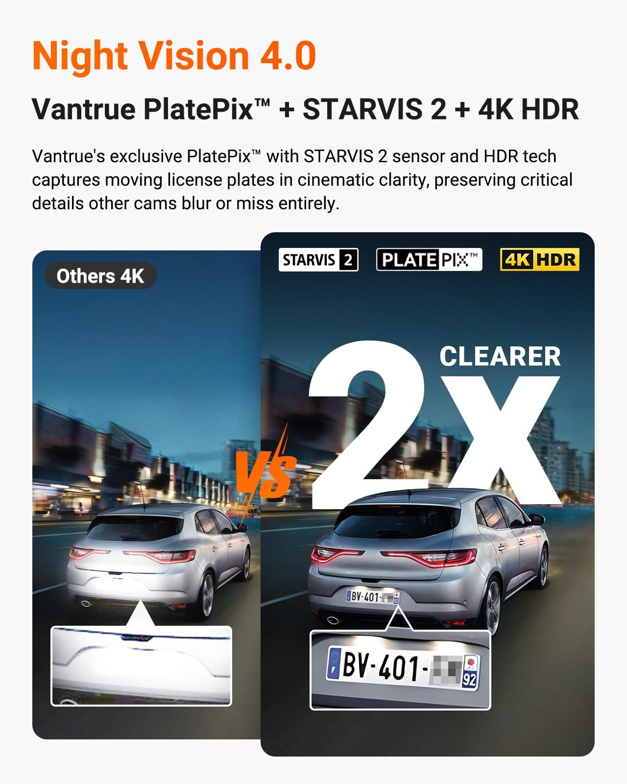 Vantrue N4 Pro S 4K 3 Channel Dash Cam Triple STARVIS 2, 4K+1080P+2.5K Front