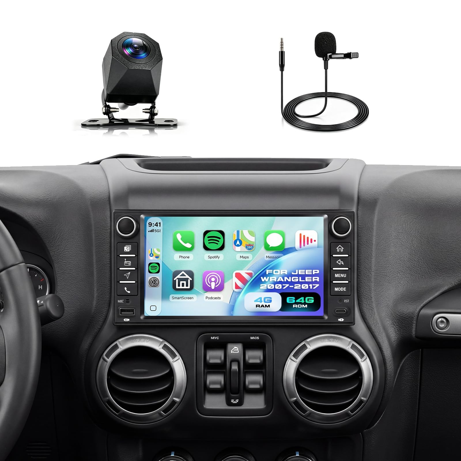 4GB+64GB Car Stereo for for Jeep Wrangler/Patriot (2007-2017)/Grand Cherokee …