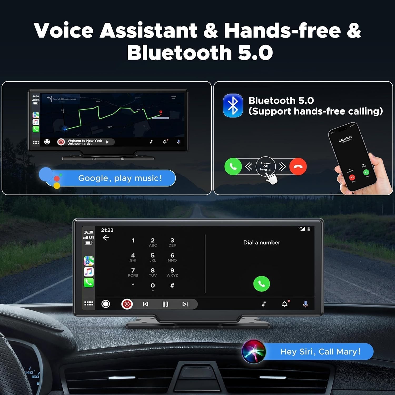 Siri & Google Assistant Carplay Android Auto 2.5K Dash Cam