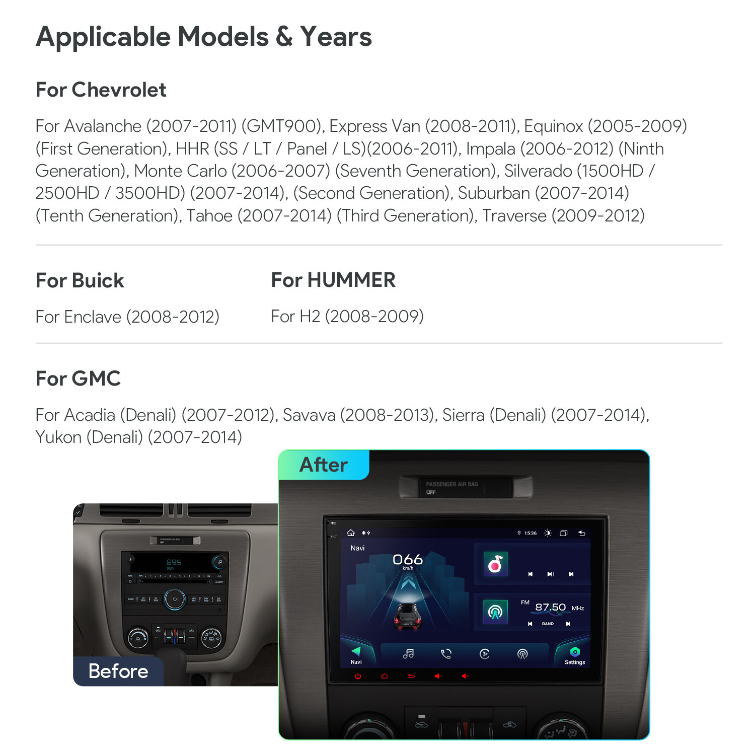 8″ Android 14 8-Core 4+64GB Car Stereo GPS Radio 4G WIFI For Chevrolet GMC Buick
