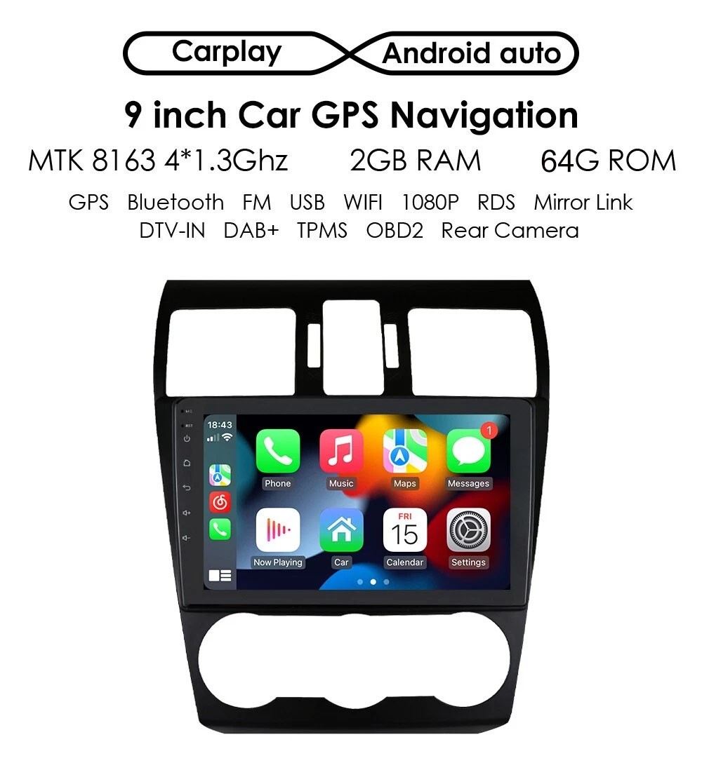 Apple Car CarPlay Android Stereo Radio 64G For Subaru Forester Impreza 2012-2014