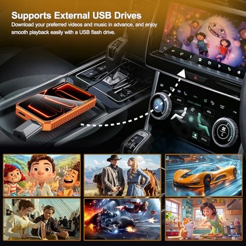 Wireless CarPlay Android Auto Adapter with HDMI & USB Port, Magic AI Box Orange