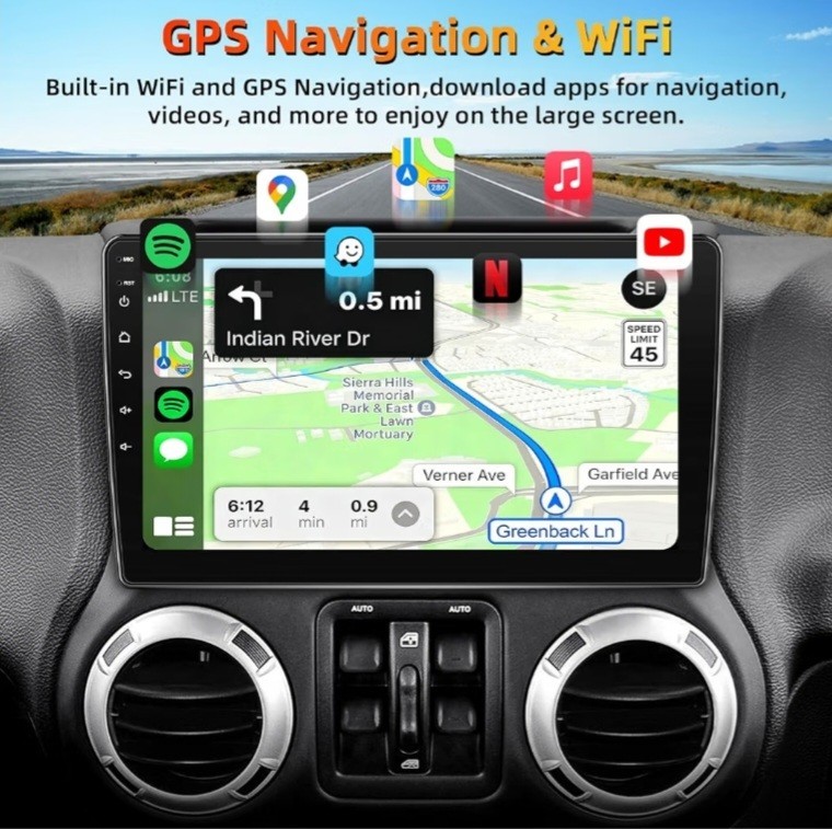 Android 15 Car Stereo Jeep Wrangler JK 2007-2018 CarPlay Touchscreen GPS NEW