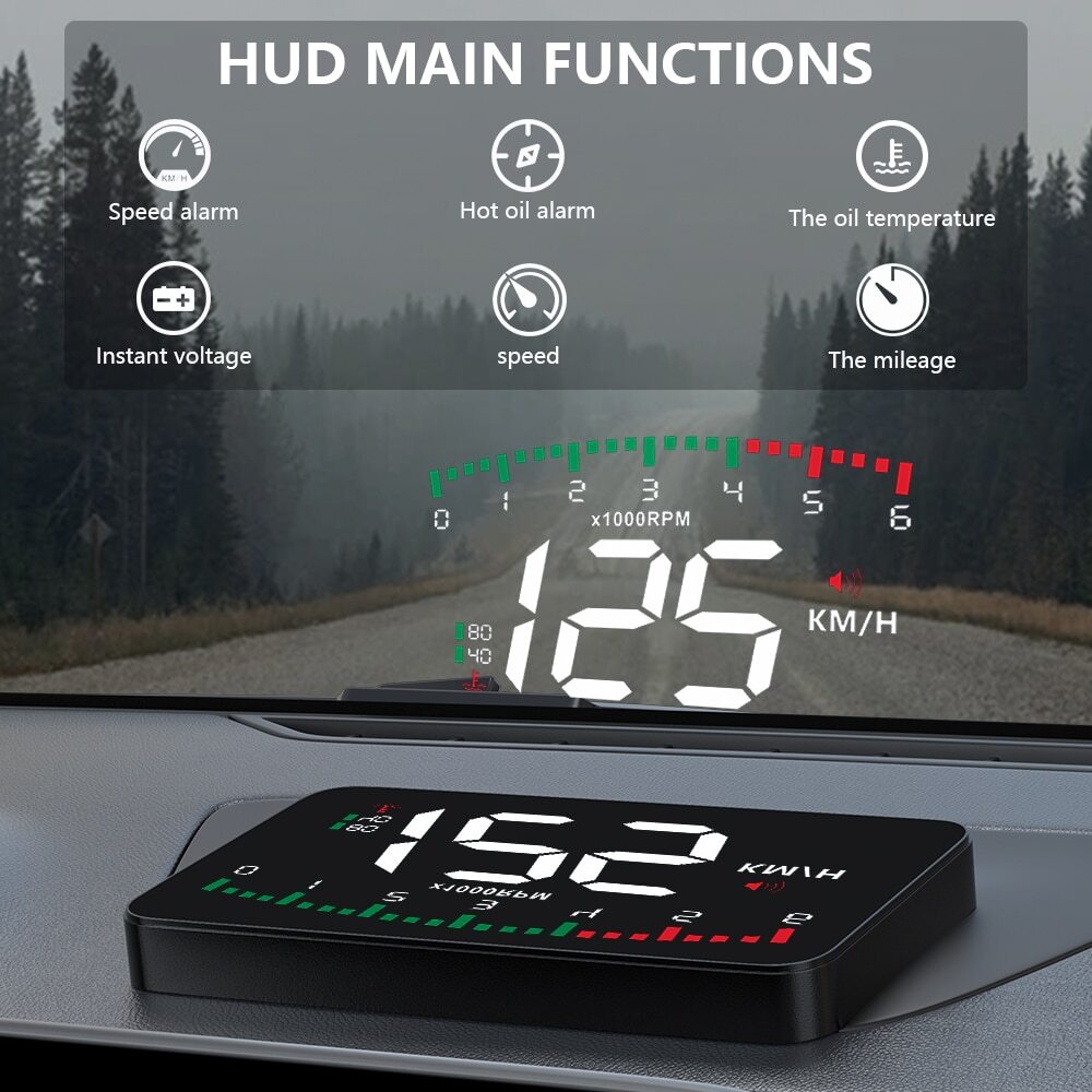 A900 Hud Display Car Projector Alarm OBD2 Head Up Display Speedometer Windshield