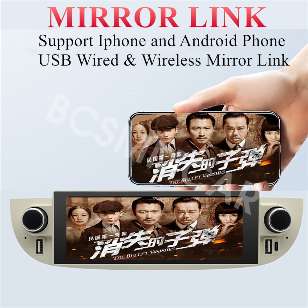 6.86in Car Radio Player WIFI Mirror Link For Carplay Fit For Fiat 500 2007-2015