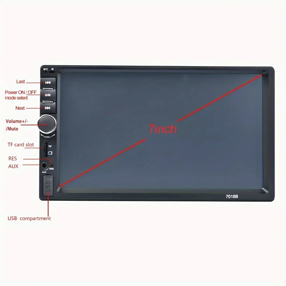 7 Inch 2 Din Car Stereo Featuring a Backup Camera MP5 Media Player Touch Screen