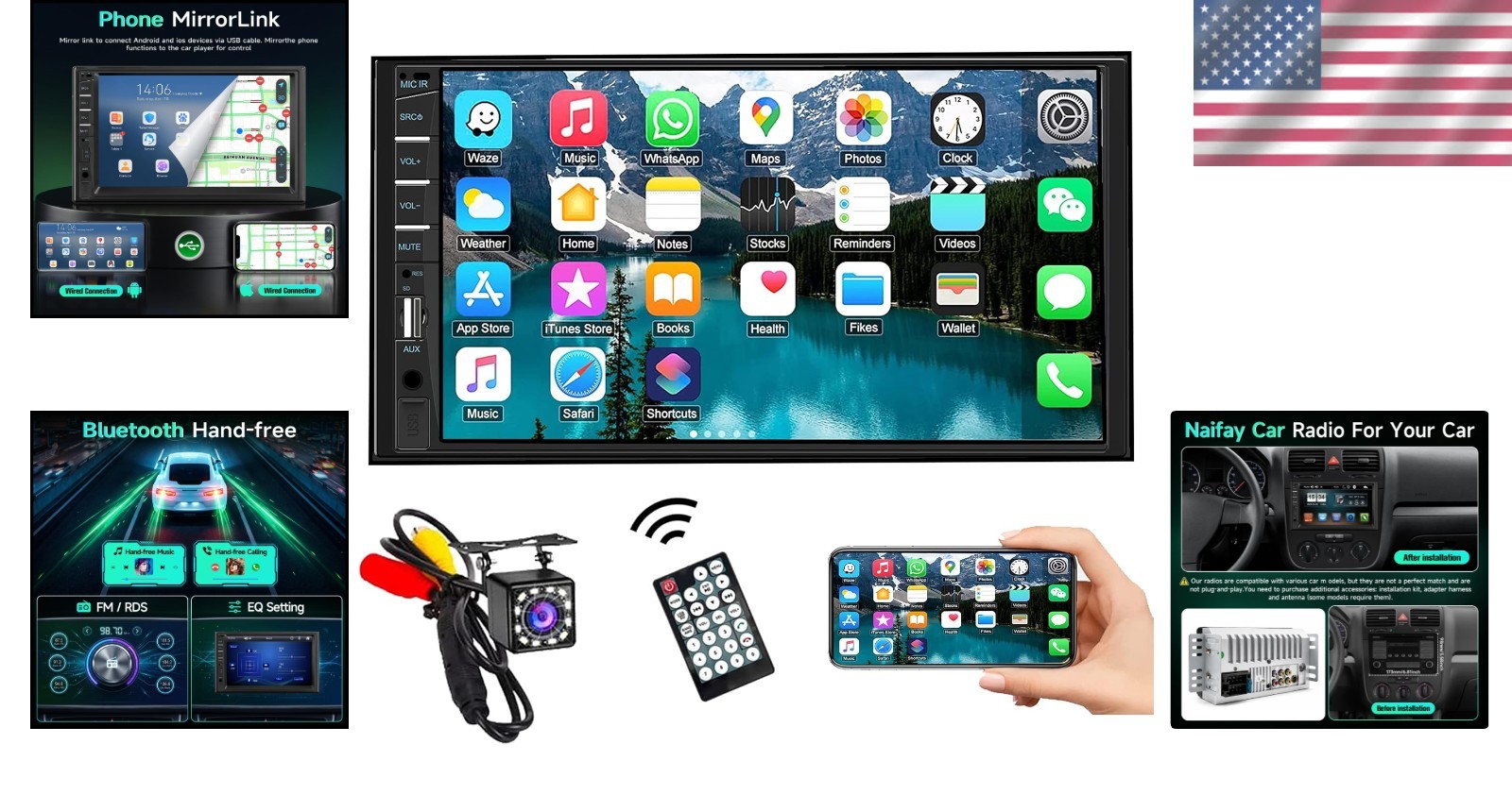 Double Din Car Radio Touchscreen MP5 Player Bluetooth