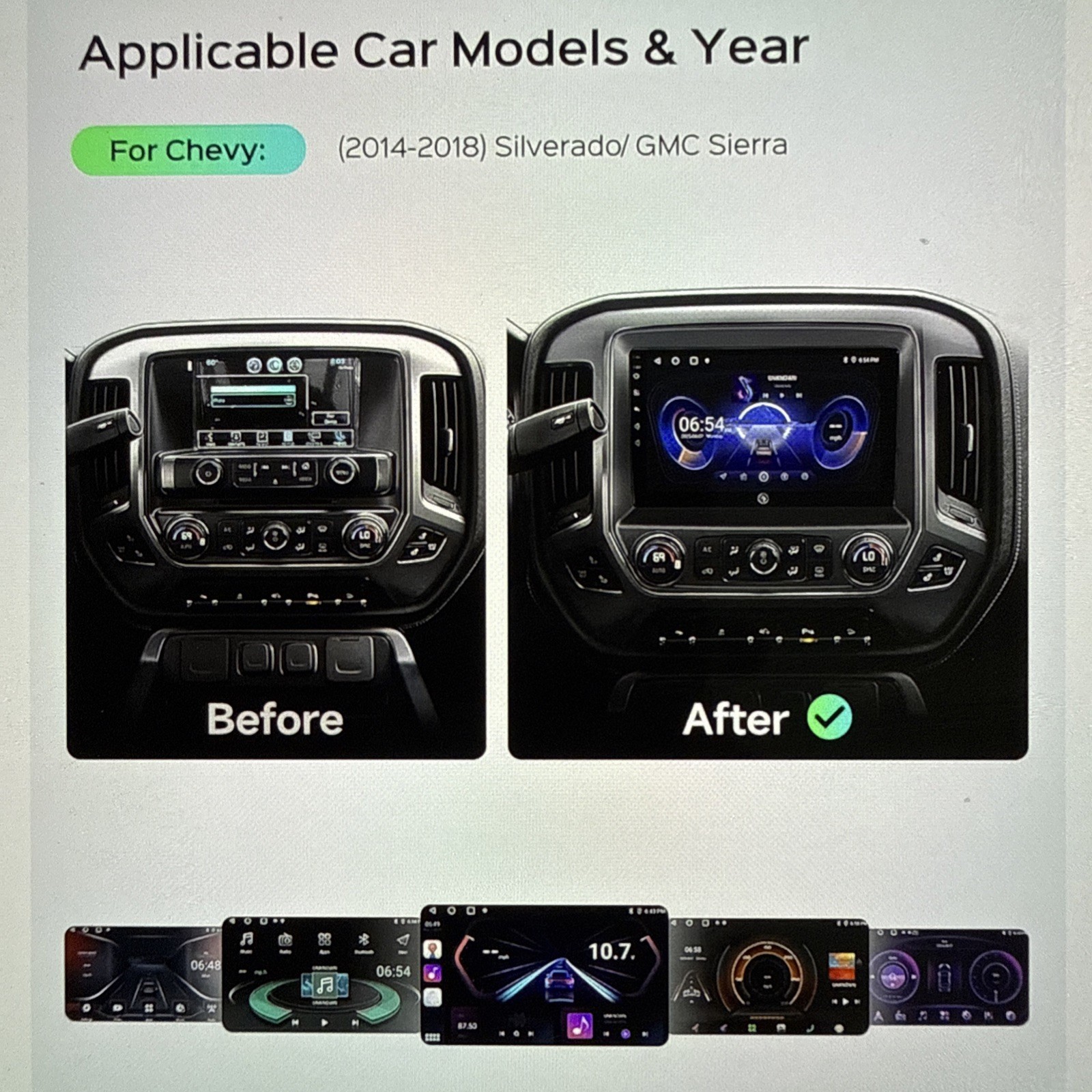 10.2” Car Stereo for Chevy Silverado 2014-2018 , 5G, WiFi, Wireless IOS/Android