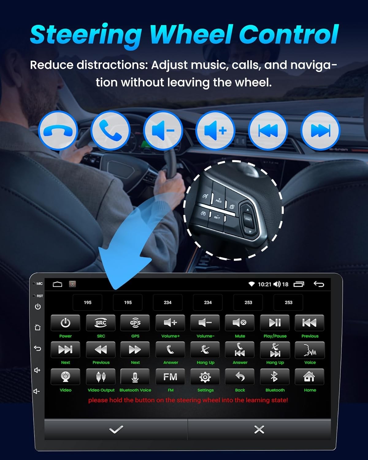 4G+64GB for Toyota Highlander 2014-2019 Car Radio Stereo Wi-Fi GPS 1280*800 Navi