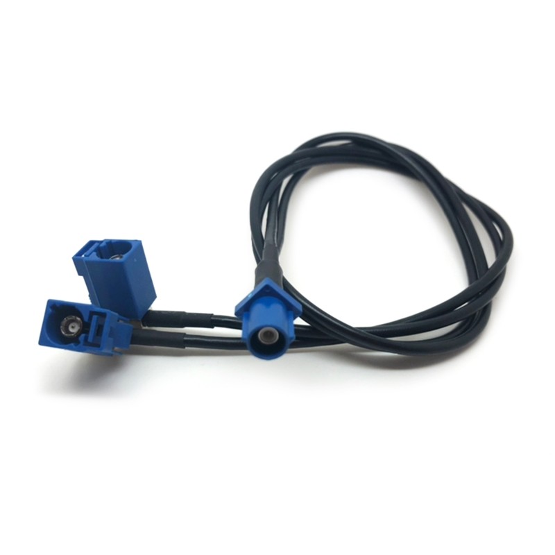19.69inch (50cm) Fakra C Male to Dual Female Jack Y Shape Splitter Cable RG174