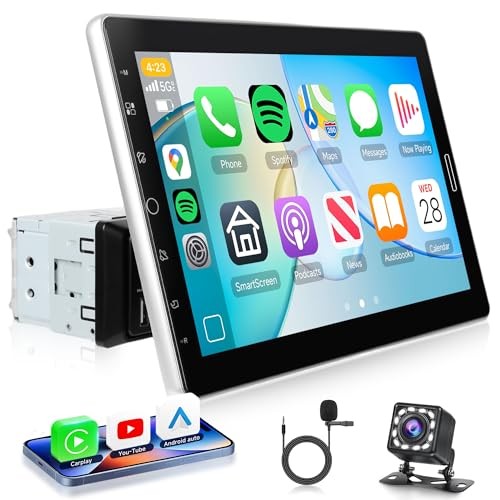 Single Din Car Stereo Wireless CarPlay Android Auto, Detachable IPS 10.1 inch