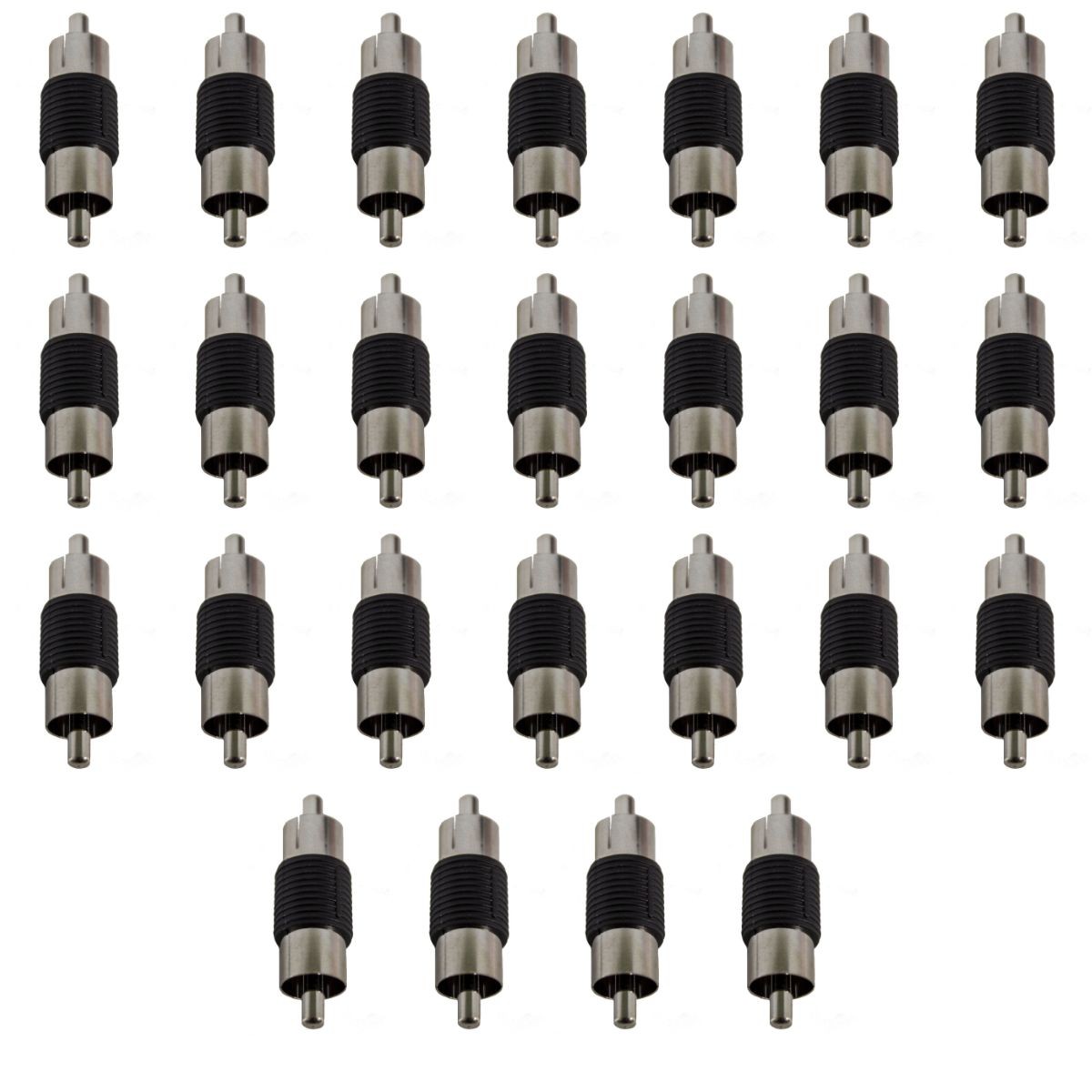 Install Bay Male-to-Male RCA Nickel Barrel Connectors RCA100-BM Pack of 25