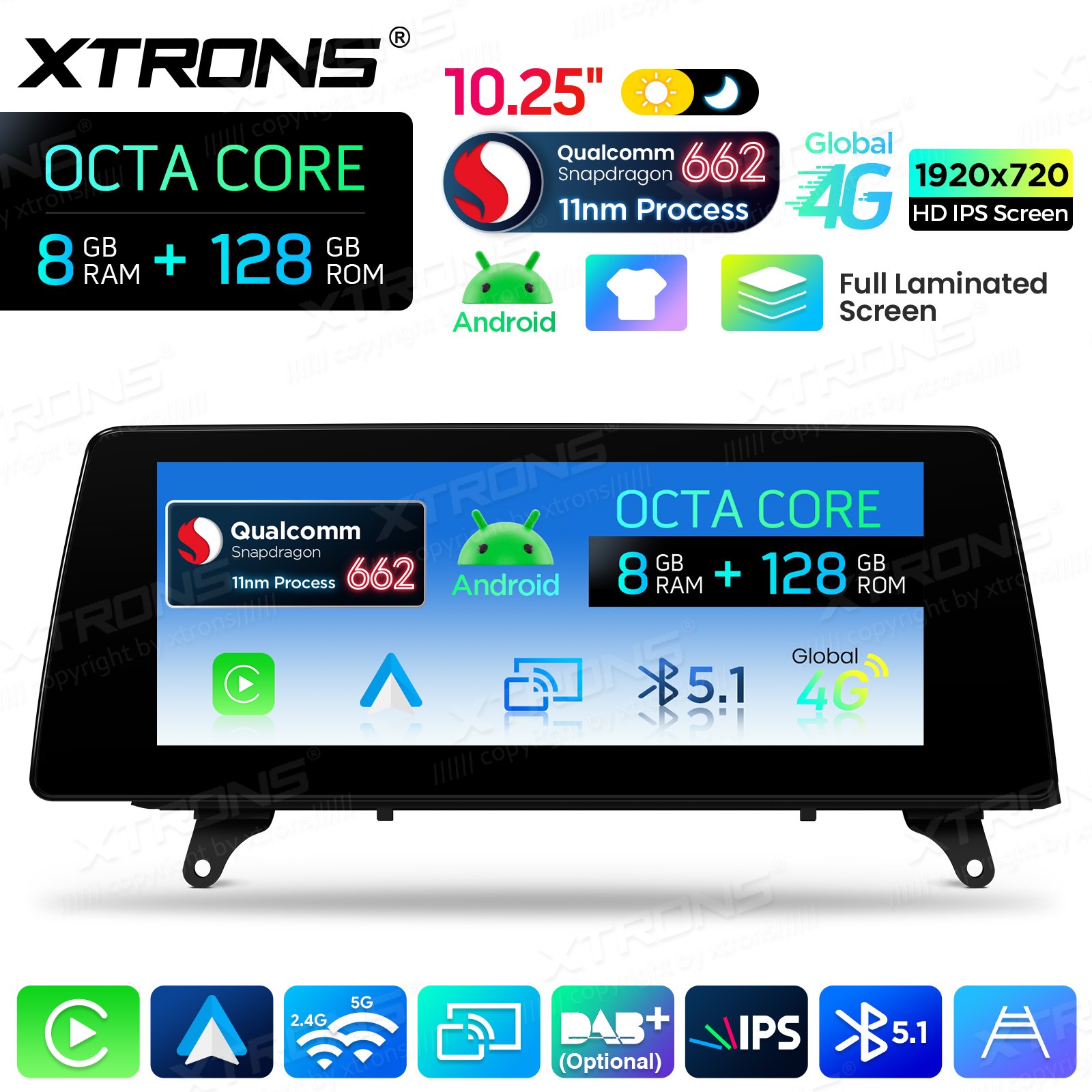 10.25” 8+128G GPS Android 14 CarPlay Car TouchScreen For BMW X5 E70 X6 E71 CCC