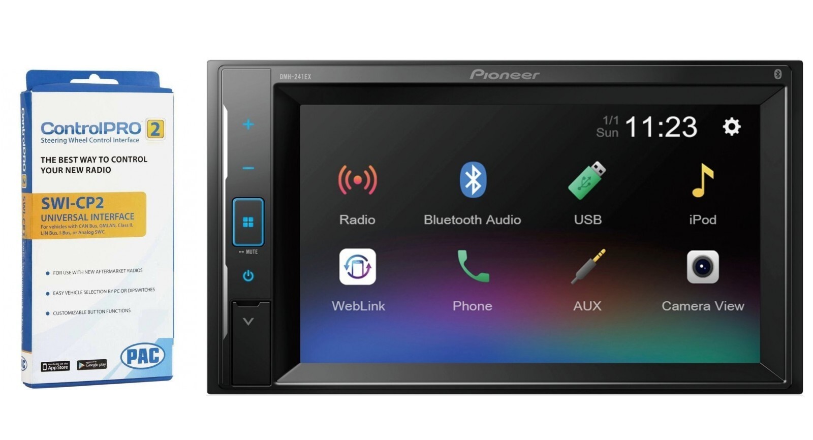 Pioneer DMH-241EX 2-DIN Bluetooth Car Stereo | Steering Wheel Control | Camera