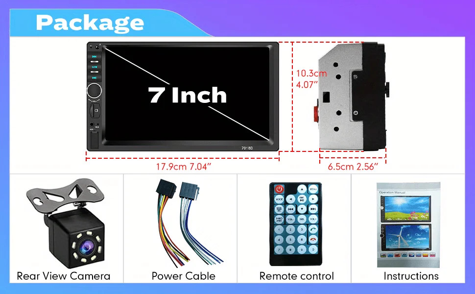 7″ Car Stereo Radio 2 DIN Carplay MP5 Player Bluetooth USB Touch Screen +CAM