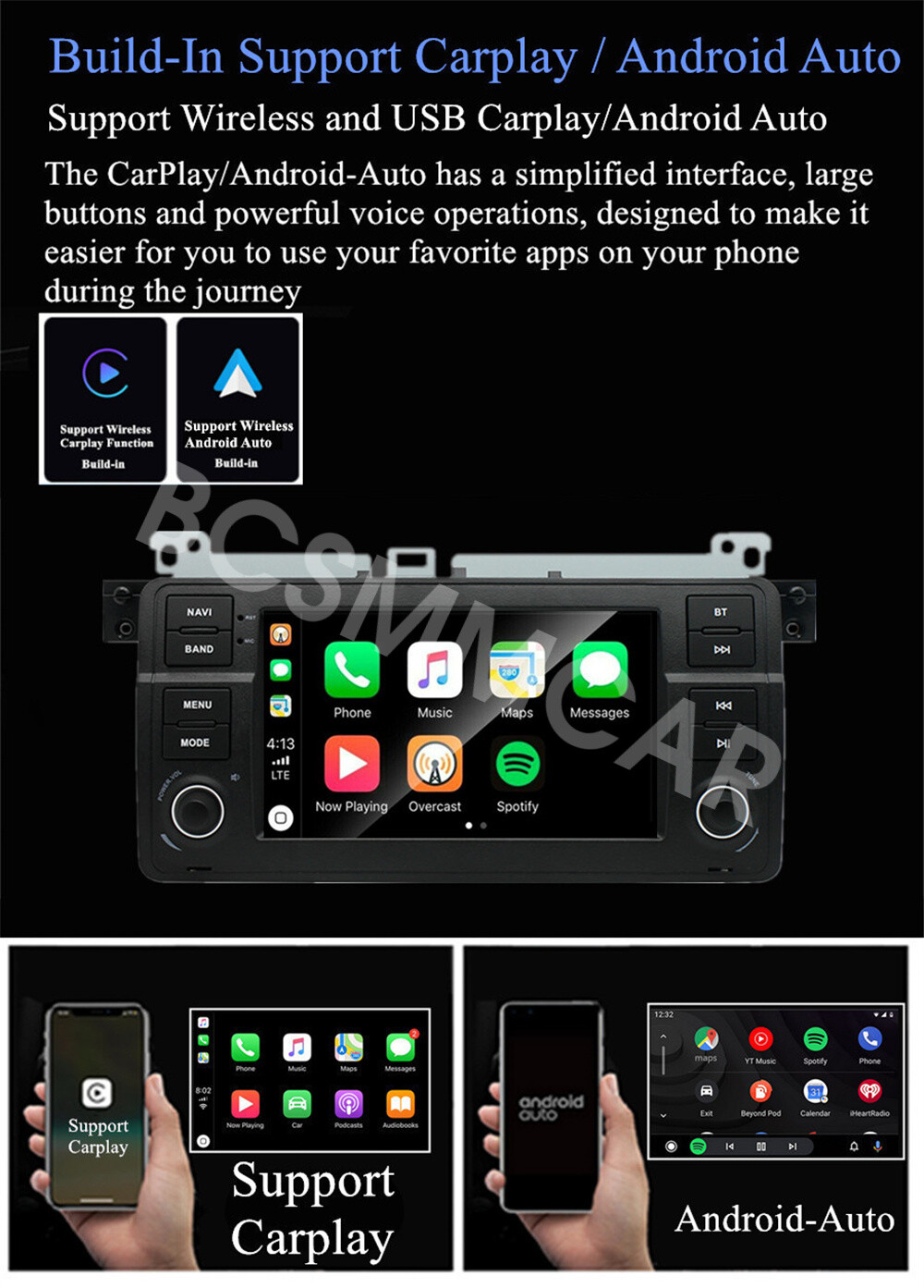2DIN Car Radio MP5 Player Head Unit BT FM Fit For BMW E46 2-door Coupe 1999-2006