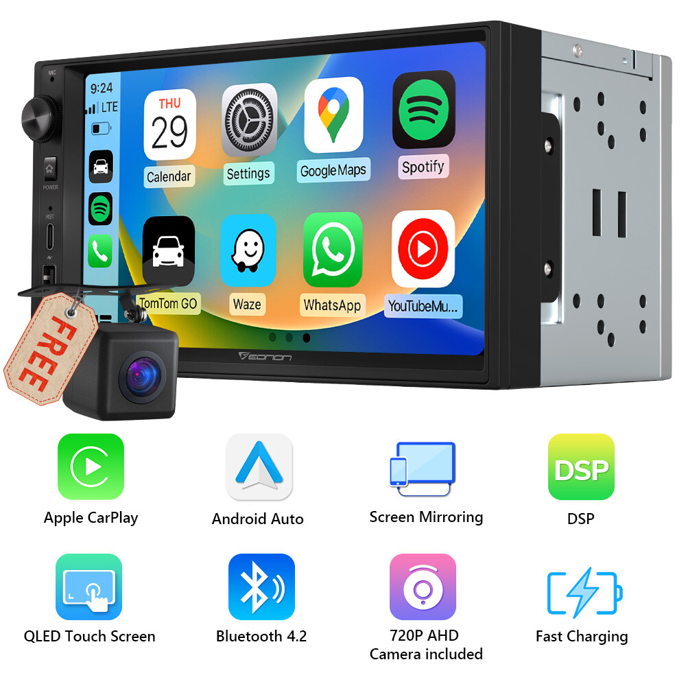 7″ QLED Car Stereo Radio Android Auto 2DIN Touch Screen GPS Navi CarPlay DSP RDS