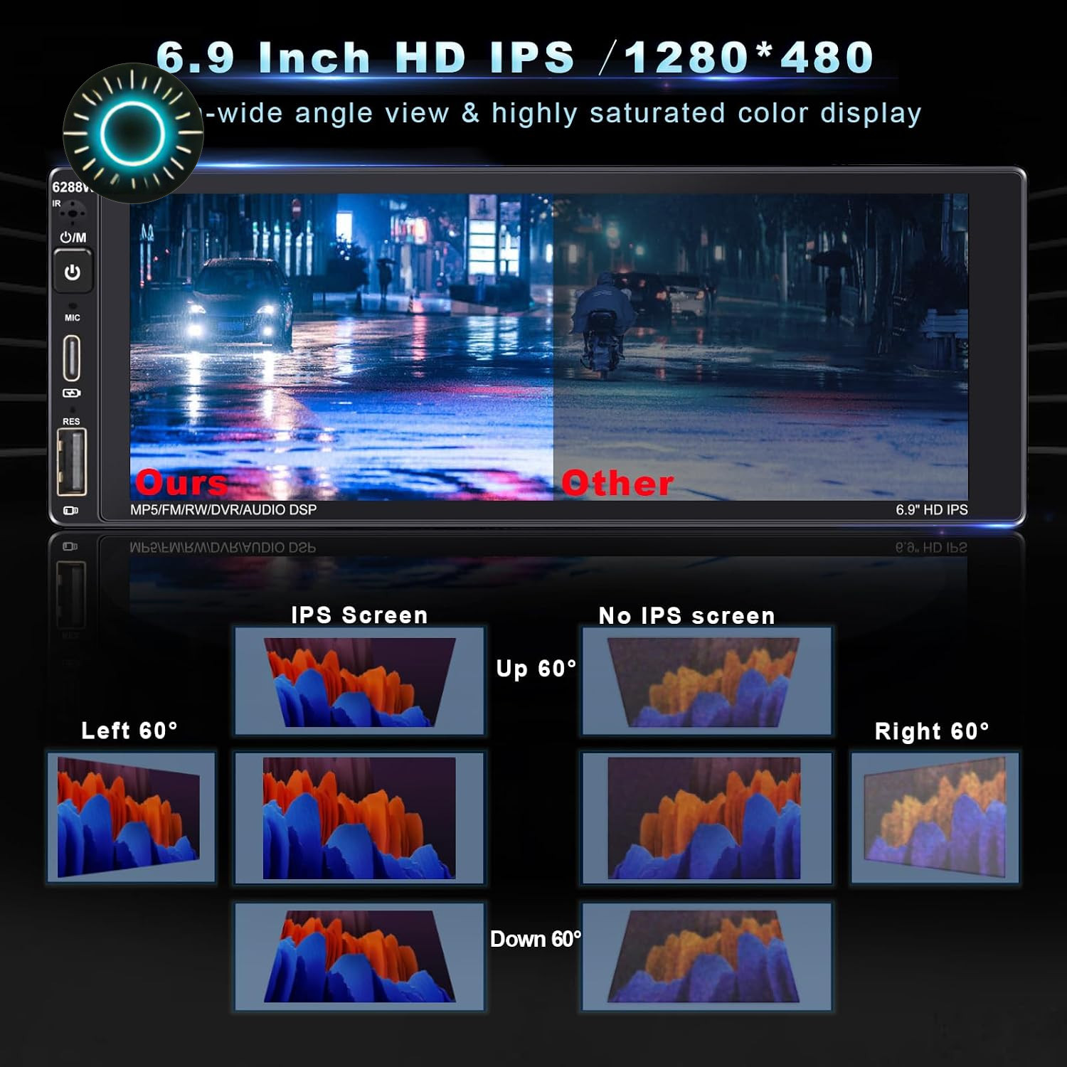 Wireless Single Din Car Stereo with Apple Carplay Ips Touch Screen Car Radio wit