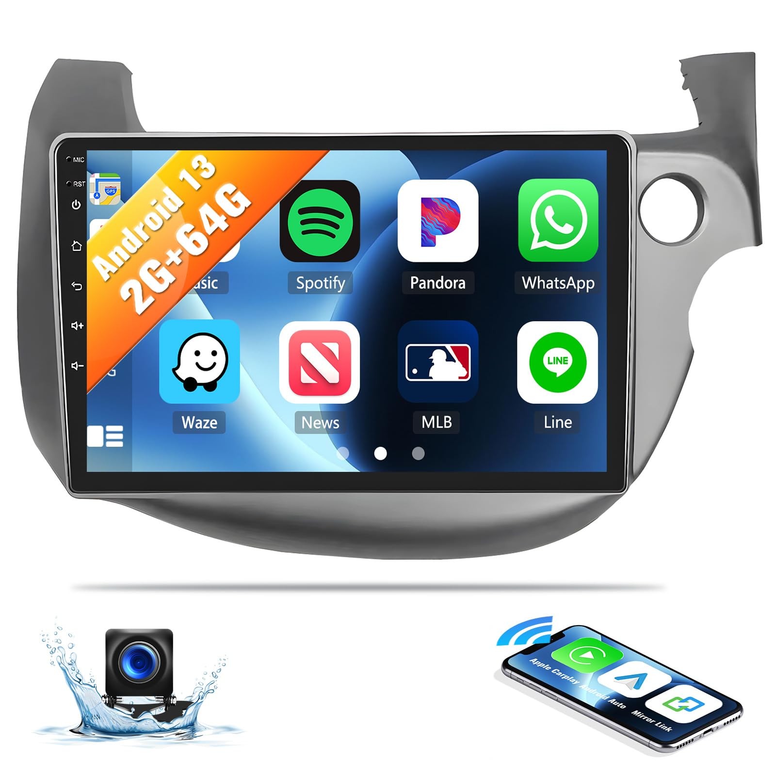2G+64G Android Car Stereo Radio for Honda Fit Jazz 2008-2013 Right Drive CarP…