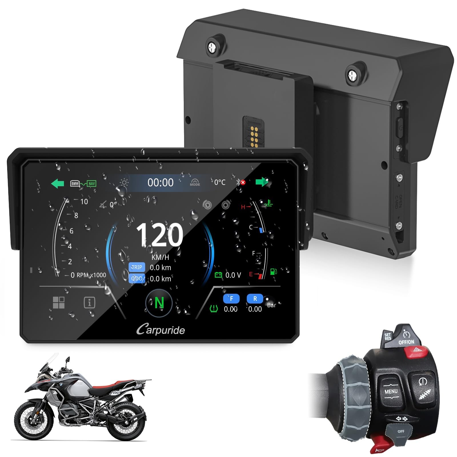 CARPURIDE W502BS PRO for BMW Motorcycle CarPlay & Android Auto Dual Bluetooth…