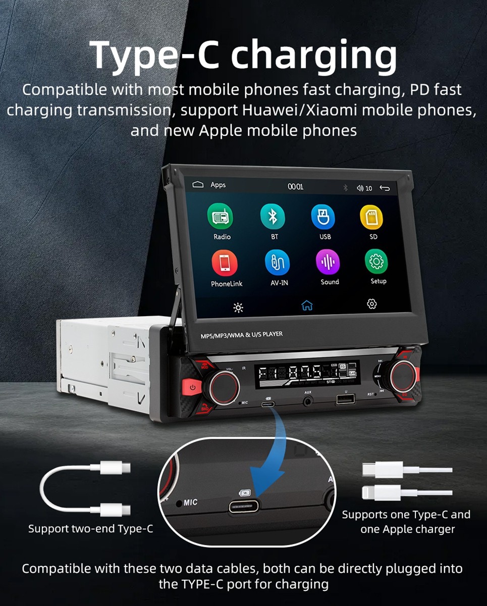7″ Radio Estereo De Pantalla Para Coche Carro USB WiFi Tactil Single Din BT MP5