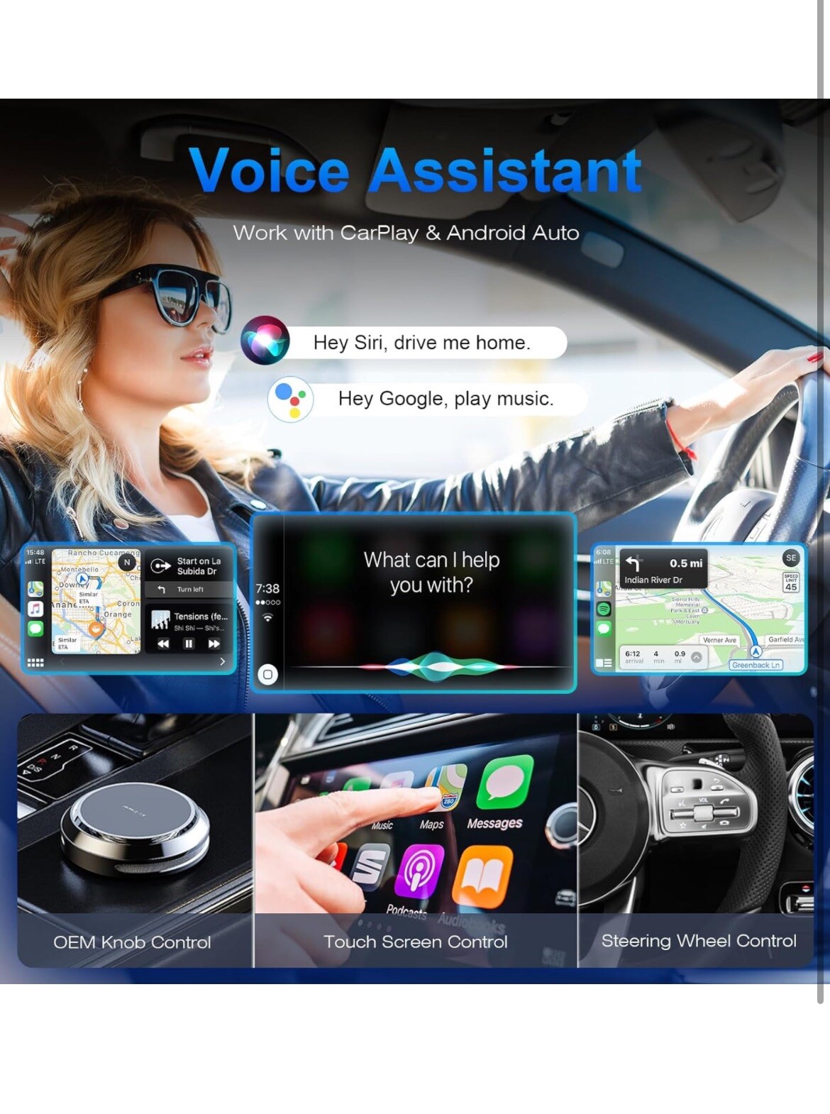2-in-1 Wireless CarPlay Adapter & Android Auto 2024 Upgrade Dongle.