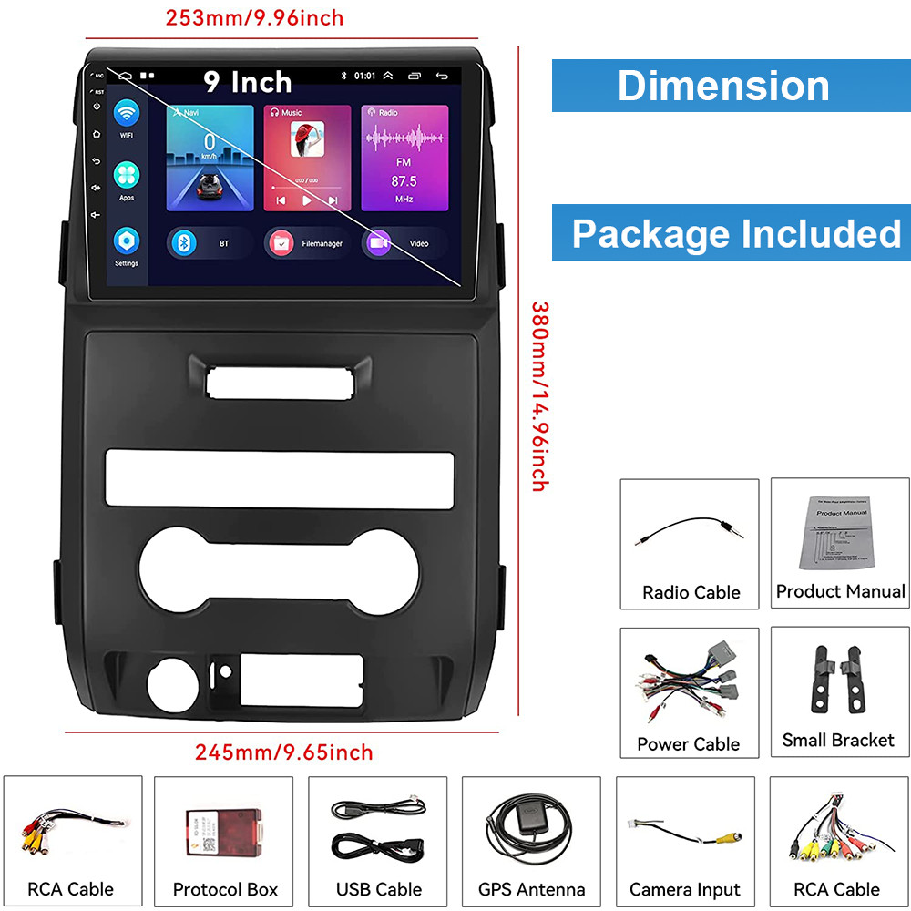For Ford F150 2009-2014 Carplay Android 13 Car Stereo Radio GPS Navi Wifi BT SWC