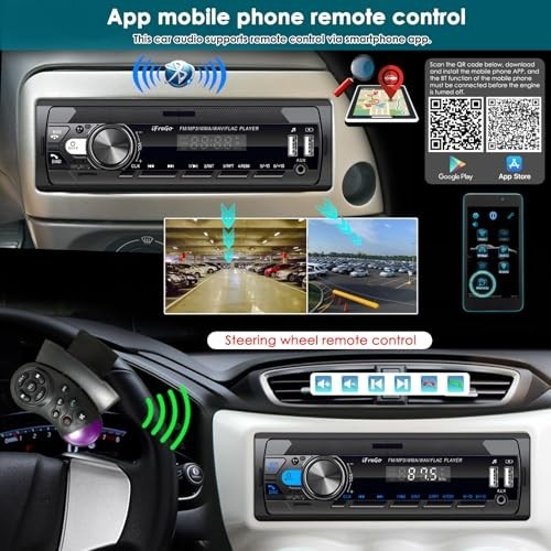 Single DIN Bluetooth Car Stereo – FM Radio, USB/SD/AUX, MP3 Player, Fast Charge,