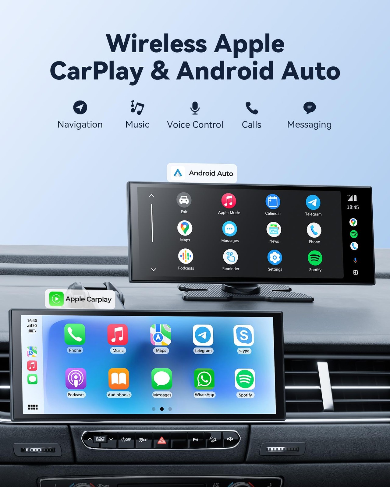 10.26“ Carplay Screen for Car with Net-Flix YouTube, Portable 60FPS Wireless …