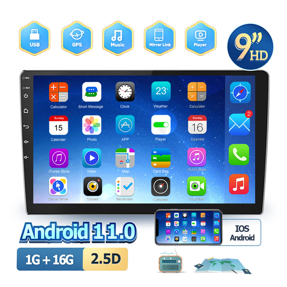 2 Din 9″ Android Car Stereo Radio GPS Navigation WIFI FM BT Mirror link 32GB ROM