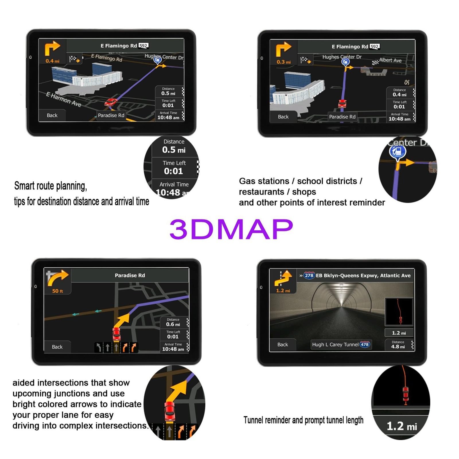 LONGRUF 7″ GPS Navigation for Car, 2025 Map, Voice, Touch Screen, Speed Alerts