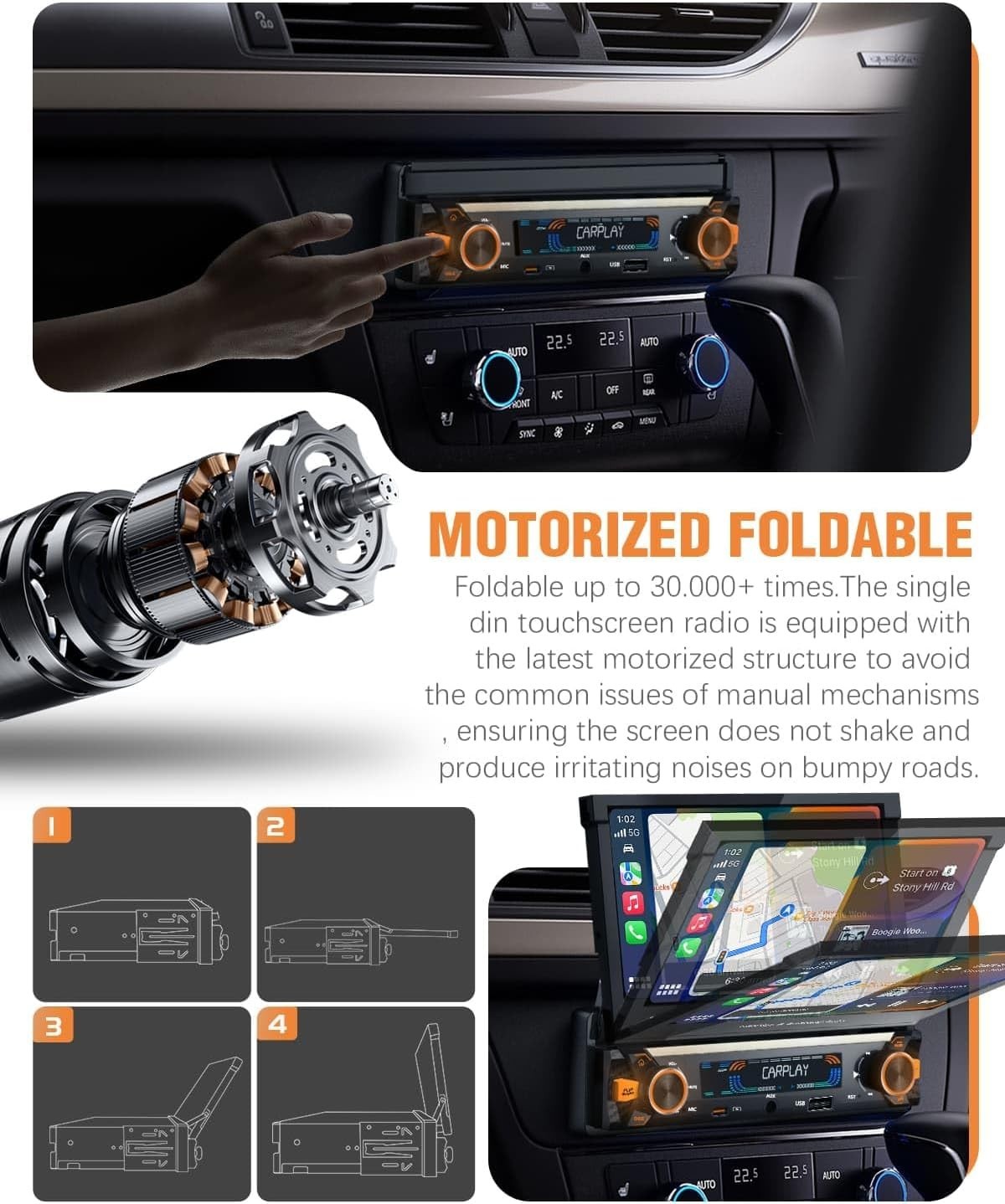 Newest Single Din Touchscreen Radio with Wireless Carplay&Android Auto,7 inch