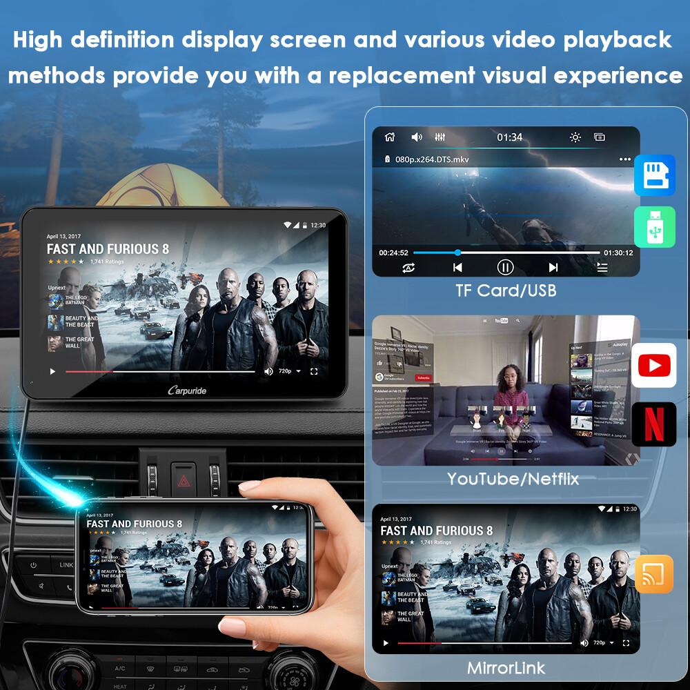 Carpuride 701Plus Dual Bluetooth Wireless Apple CarPlay GPS Android Auto Radio