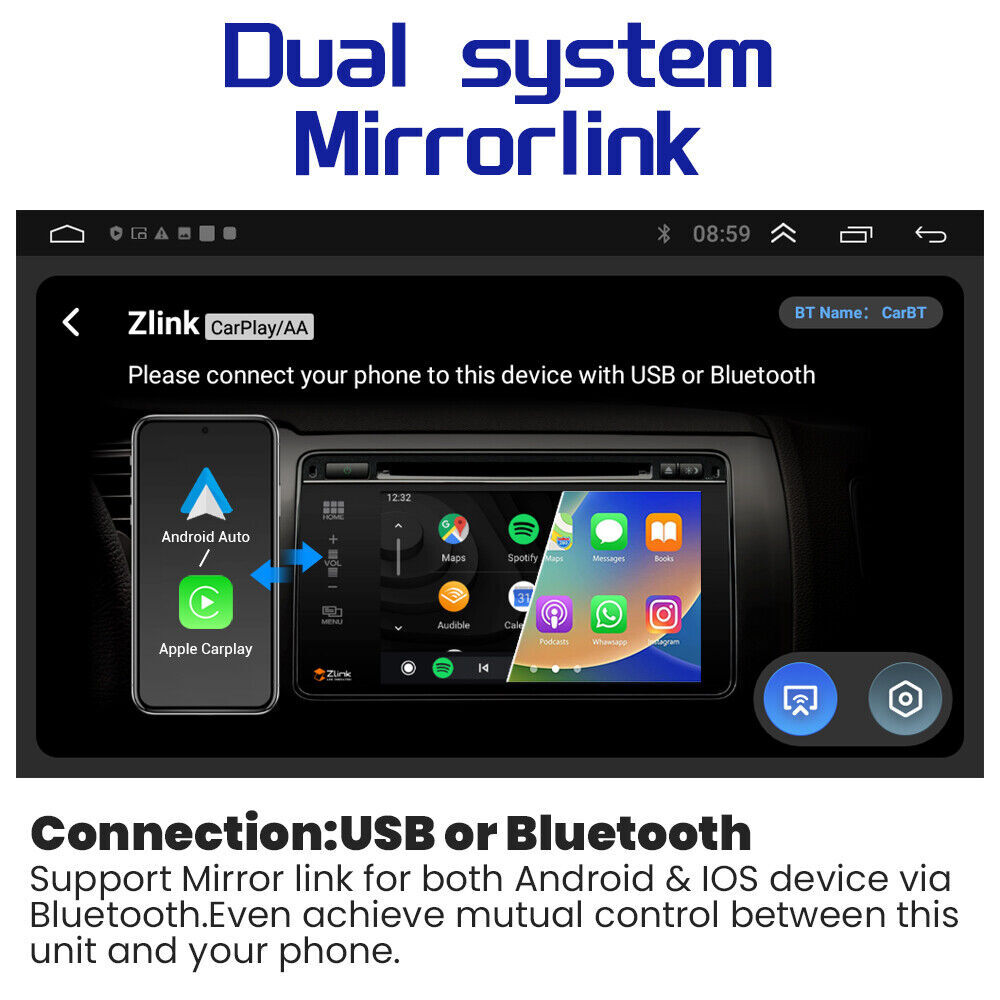 Car Radio GPS Stereo Android Apple Carplay BT For Jeep Patriot Compass 2010-2016