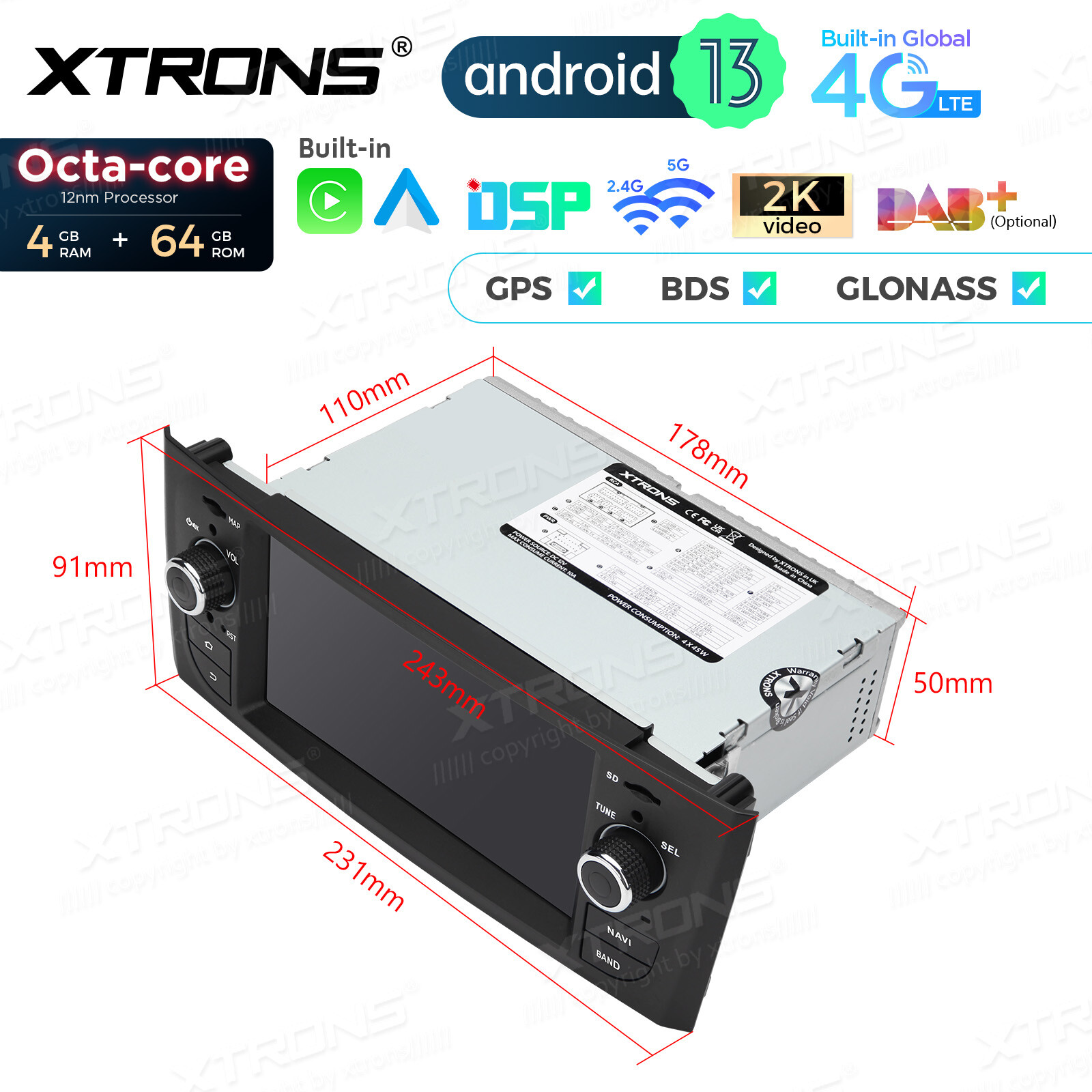 6.1″ Android 13 8-Core Car Stereo GPS CarPlay 4+64GB For Fiat Grande Punto Linea