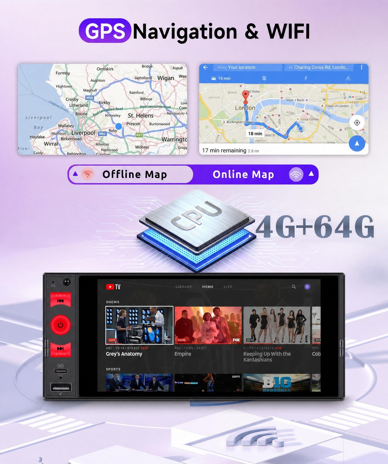 6 Inch Single Din Car Stereo, Android 15 Car Radio 4G+64G, Wireless Carplay &…