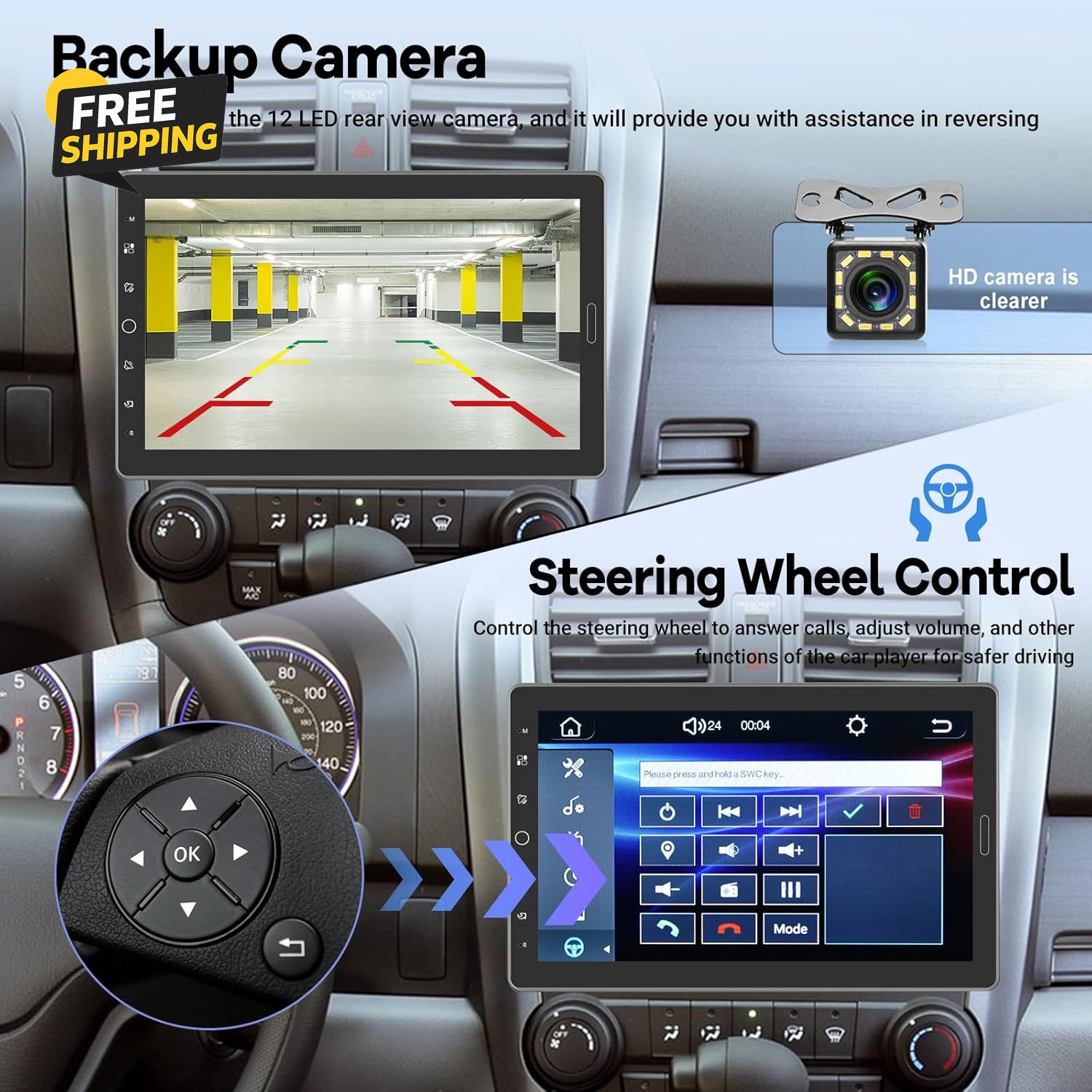 10.1 Inch Single Din Car Stereo with Carplay and Android Auto, 10 Inch